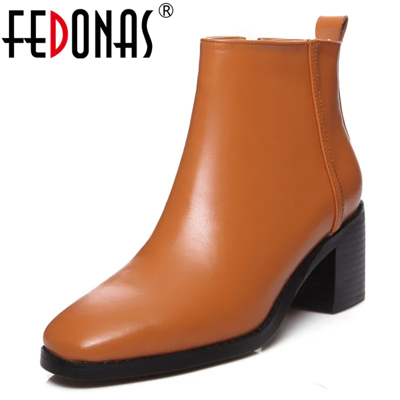 

FEDONAS Brand Women Basic Boots High Heels Autumn Winter Ladies Shoes Woman Sexy Square Toe Office Pumps Female Ankle Boots