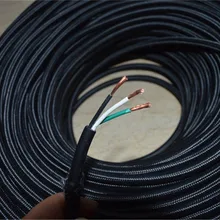 Винтажный 3 ядра черный цвет UL тканевый провод 3*0,82 мм UL покрытый тканью Электрический провод