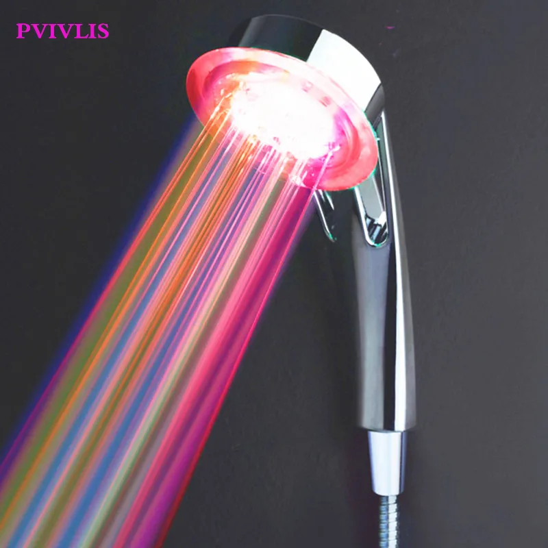 Goedkoop Hot Merk Badkamer Handheld LED Douchekop Bad Boiler Regen Enkele Spuiten LED Douchekop Verchroomde Chuveiro