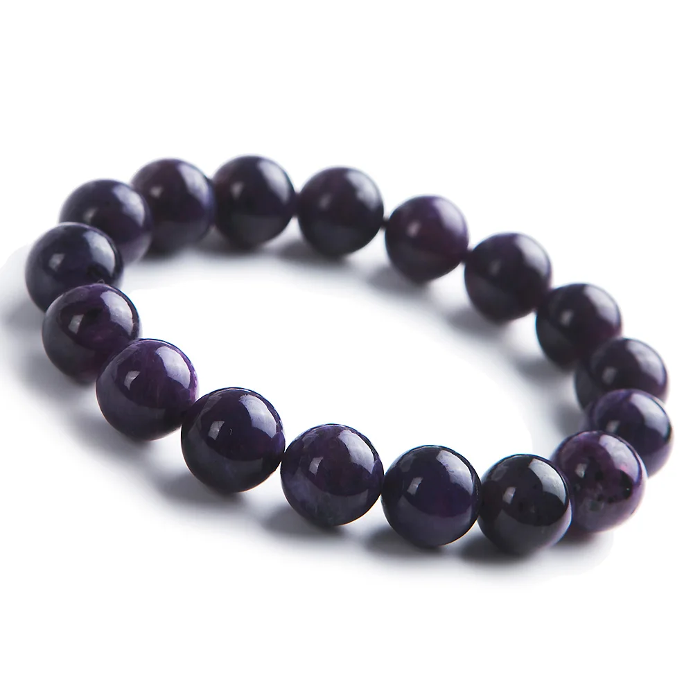 

Genuine Natural Purple Charoite Gemstone Charming Women Men 12mm Round Beads Jewelry Bracelet From Russian Healing Stone AAAA