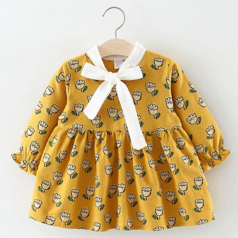 Melario/платья для малышей; Новинка года; сезон весна-осень; одежда для маленьких девочек в стиле ретро; платье принцессы для девочек; платье для новорожденных - Цвет: AX890 yellow