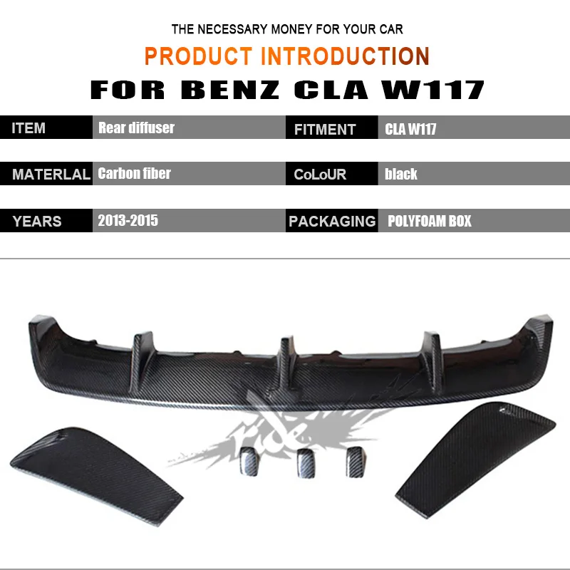 Углеродное волокно черный revozport вид диффузор, губа на задний бампер для Mercedes Benz CLA-Class W117 2013-15 спортивный диффузор CLA180 CLA200