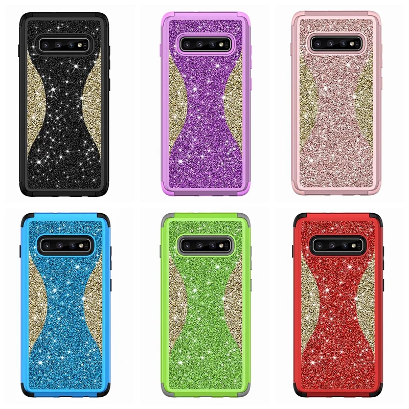Блестящий блестящий чехол для Iphone XR XS MAX X 8 7 6 Galaxy S10 S10e армированный