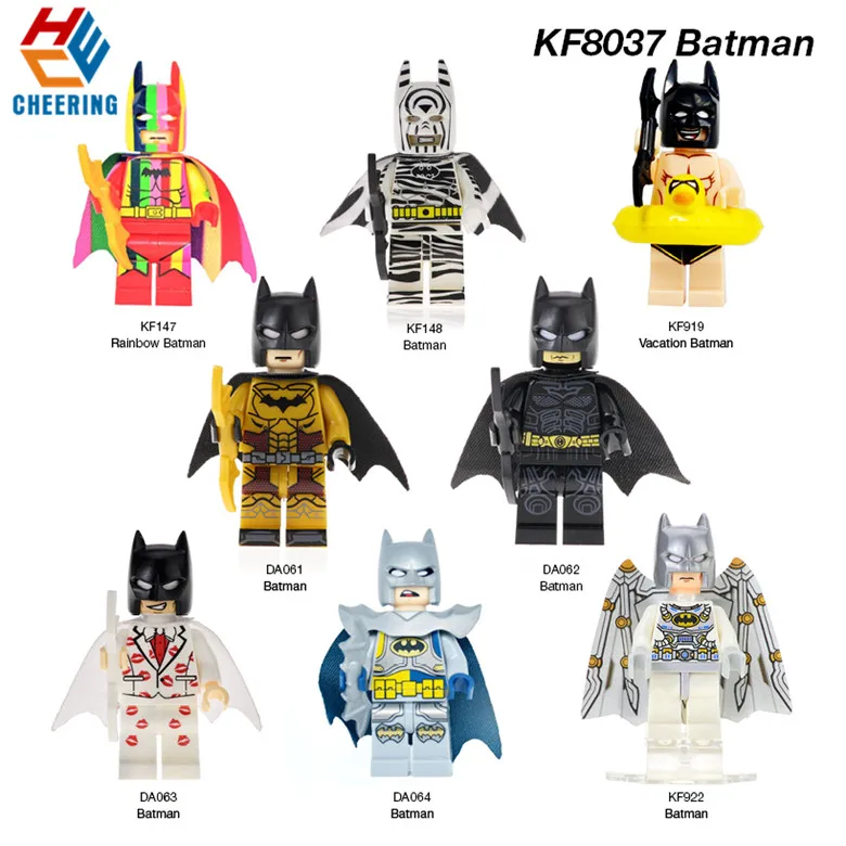 

20Pcs Wholesales Plastics Building Blocks Super Heroes Figures Rainbow Vacation Batman Toys For Kid KF8037
