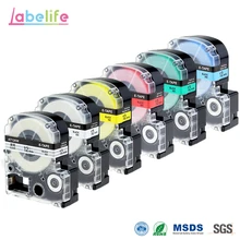 Labelife 6 Pack 12mm Combo tape ST12KW SS12KW SC12YW SC12RW SC12GW SC12BW for Epson LabelWorks Cartridges & Ribbons Multi-Color
