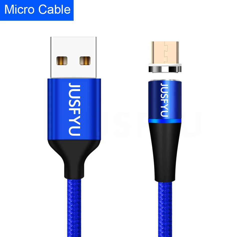 Магнитный кабель для мобильного телефона 3 А, зарядное устройство 2 м, кабель Micro USB type-C, разъем для iPhone x, samsung, S8, S9, Xiaomi, huawei, быстрая зарядка 3,0 - Цвет: Blue Micro USB