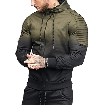 

Autumn Hip Hop Hooded Zipper Jacket Coat Nice Hoodies Men Gradient Fashion Tracksuit Hoodie Sweatshirts Set Plus Size 2X 8J1686