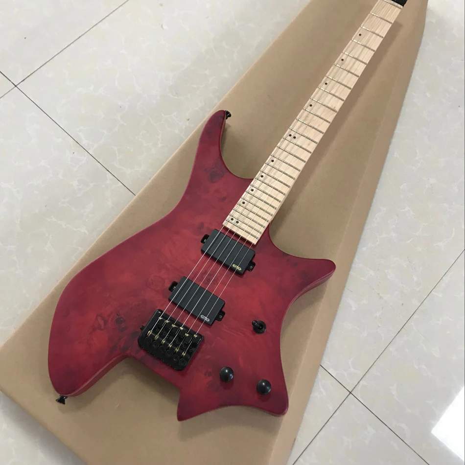 

High quality Headless Electric Guitar with Flamed Maple top,maple fretboard,Black Hardware,,Real photo,Free shipping!!!