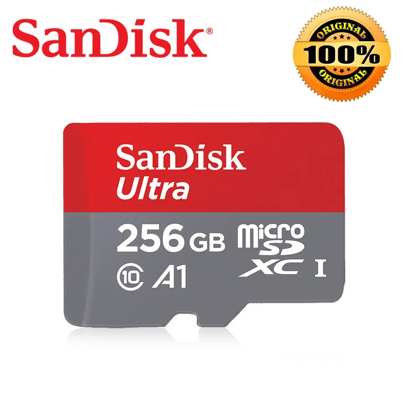 Карта памяти SanDisk Ultra Micro SD 400 Гб 256 ГБ 200 ГБ 128 Гб 64 ГБ 32 ГБ 16 ГБ макс. 100 м/с A1 MicroSD SDHC UHS-I C10 TF - Емкость: 256GB