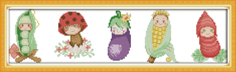 

Vegetable babies (view picture), counted printed on fabric 14CT 11CT Cross Stitch kits,embroidery needlework Sets, Home Decor