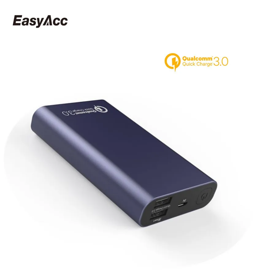

Easyacc 10000mAh Portable QC3.0 5V/2.4A Dual Port 18650 External Battery Pack Backup Fast Charger Powerbank for Xiaomi Iphone