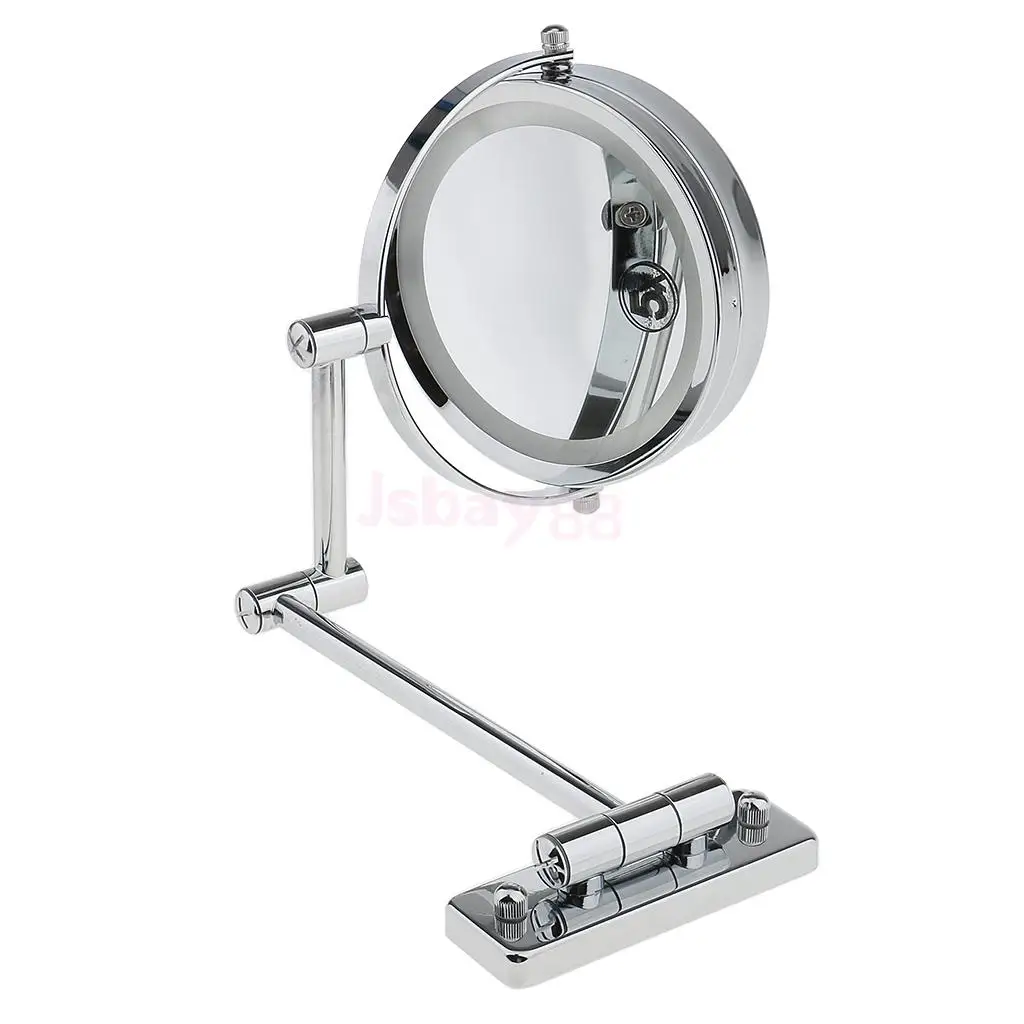 Двусторонний Поворотный Настенный изящный светодио дный зеркало led подсветкой 5x Увеличение расширение руку для счетчик дома ванная