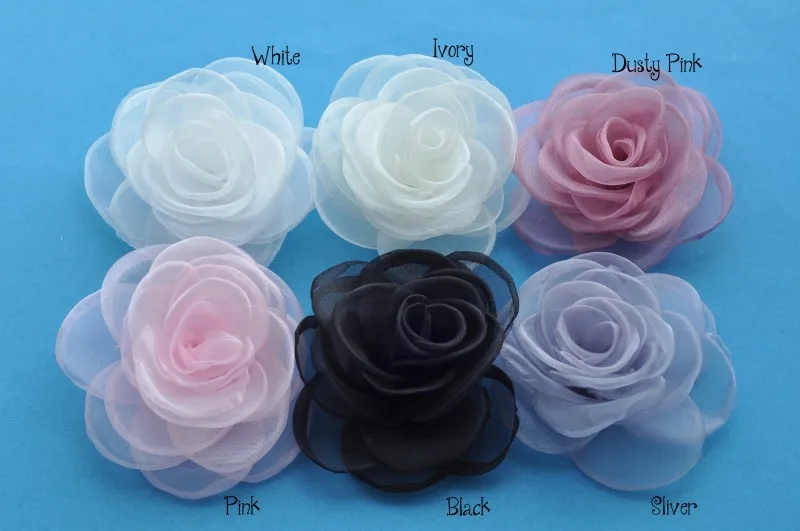 30 шт/партия 4," 6 цветов новорожденных марлевые слоистые цветы для девочек аксессуары для волос ручной работы Роза Ткань Цветы для головной повязки
