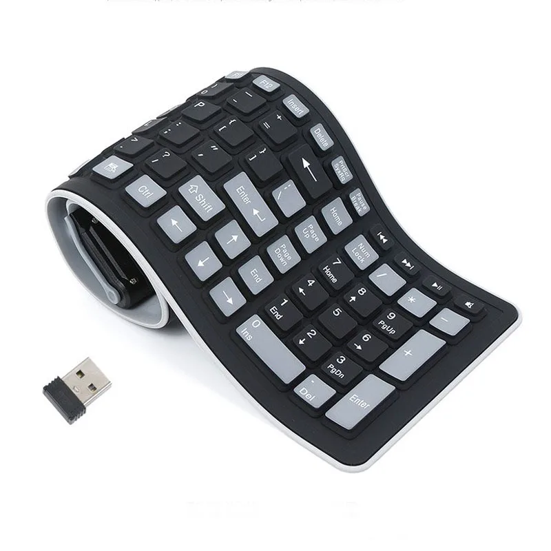 Portable Flexible Keyboard 2.4G Wireless 107 Key Roll Up Waterproof