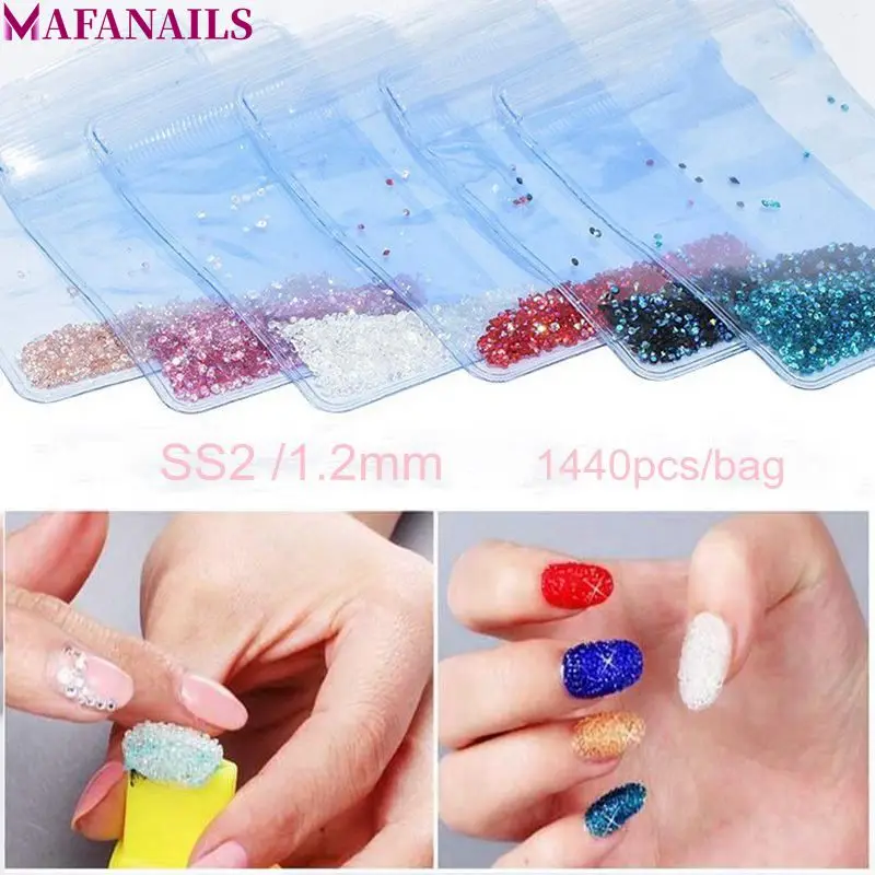 

1440pcs/bag SS2(1.2mm) Zircon Nail Rhinestones Nail Art Micro Rhinestones Mini Nail Rhinestones Manicure Decorations ZSD-18#