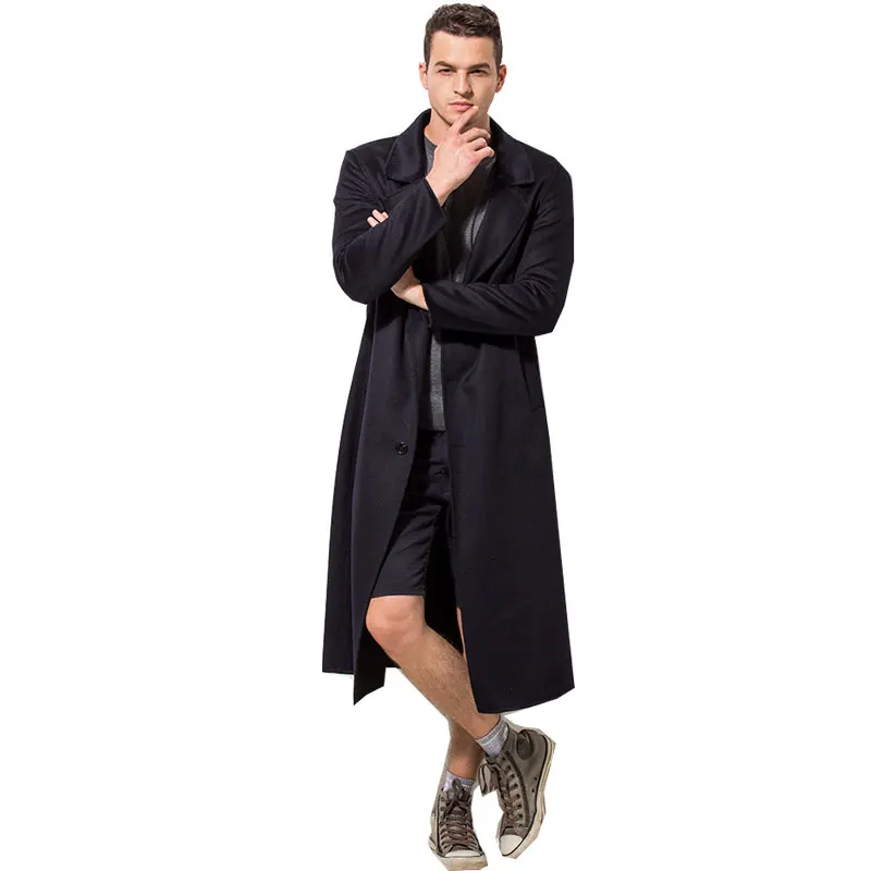 

Men's Wool Coats & Jackets Winter Cashmere Jacket Man Long Section Single Breasted Overcoat Turn-Down Collar Casual Woolen Long