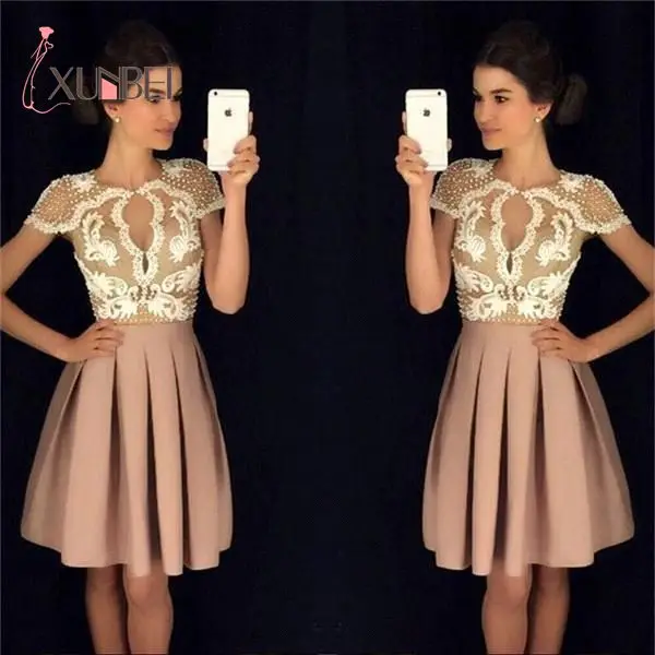 Кружевные платья для выпускного вечера Vestido de formatura с короткими рукавами и