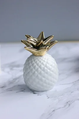 Экспорт Европа Золотой ананас декоративная керамика копилка для хранения банка украшения хорошего качества 2 цвета - Цвет: white