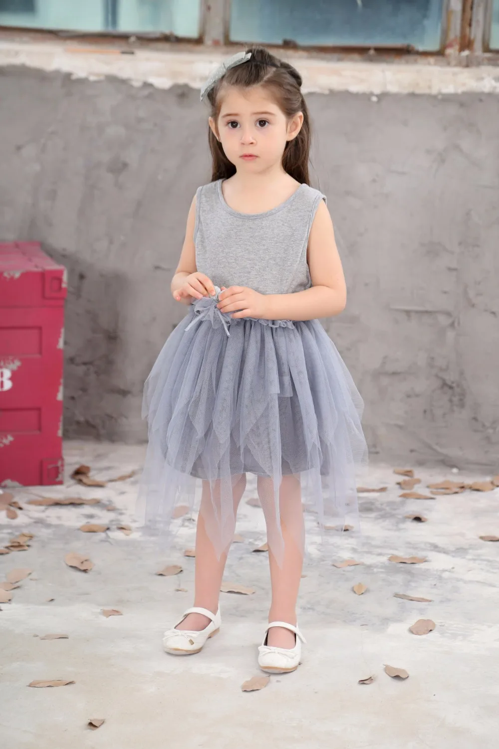 2018 Lovely Gray Solid Girls Tutu Dress Little Girl Dresses Dress For