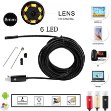 2 dans 1 Endoscope Android et PC USB Caméra D’inspection 8mm 2.0MP HD 720 P Endoscope D’inspection Vidéo Cam 6 Réglable LED 70 degré