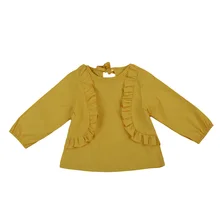 Осенний свитер с длинными рукавами для маленьких девочек; хлопковый однотонный топ; блузки