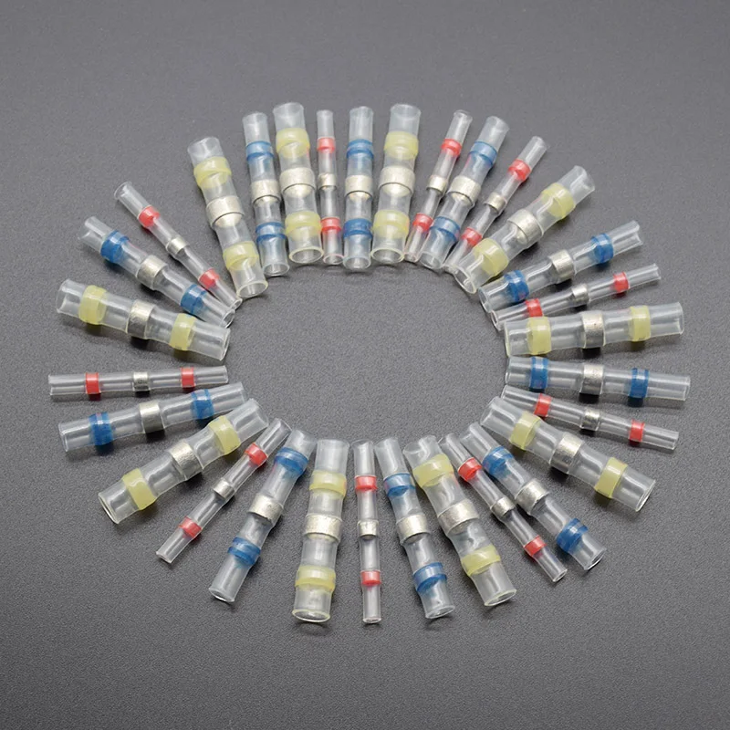 

10pcs Practical Electrical Waterproof Seal Heat Shrink Butt Terminals Solder Sleeve Wire Connectors Crimp white blue red yellow