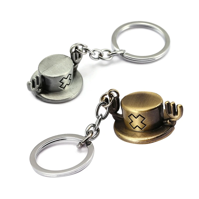 Anime ONE PIECE Keychain Tony Tony Chopper Hat Metal Key Ring Holder
