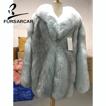 

FURSARCAR Luxury Real Natural Fox Fur Coat With Turn-down Collar Female Fox Fur Jacket High Quality Winter Genuine Fur Outwear