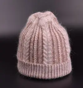 Женские зимние шапки бини, повседневная женская теплая шапка из натурального меха, шапка из Ангорского Кролика, шапка Skullies для женщин sr505 - Цвет: Хаки