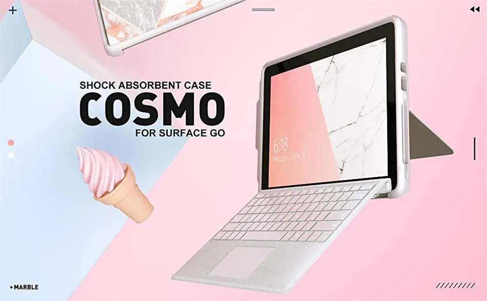 Для Surface Go чехол 10 дюймов i-Blason Cosmo мраморный Блестящий Защитный чехол-бампер с держателем для ручки, совместим с клавиатурой