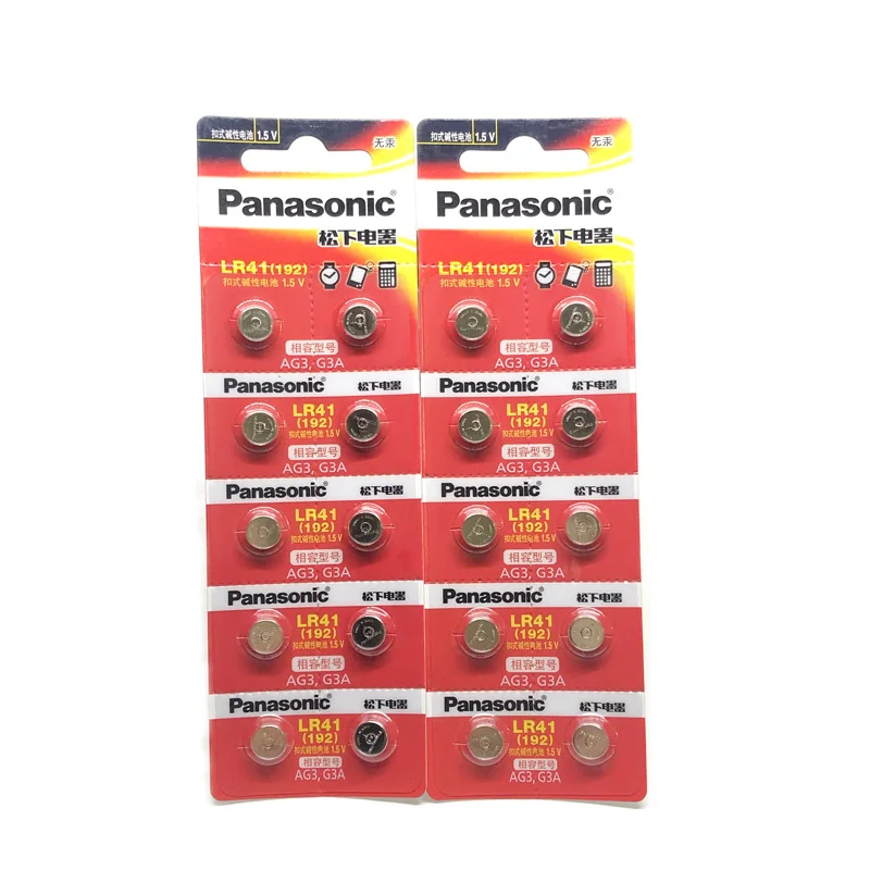 

50pcs/lot 100% Original Panasonic LR41 Button Cell Battery SR41 AG3 G3A L736 192 392A Zn/MnO2 1.5V Lithium Coin Batteries LR 41