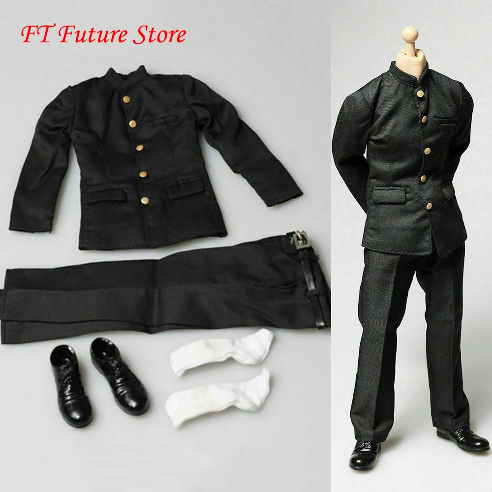 

1/6 Scale Male Figure Accessory Gentleman Clothes Black Chinese Tunic Suit Uniform Cloth Hollow Shoes Socks for 12'' Figure
