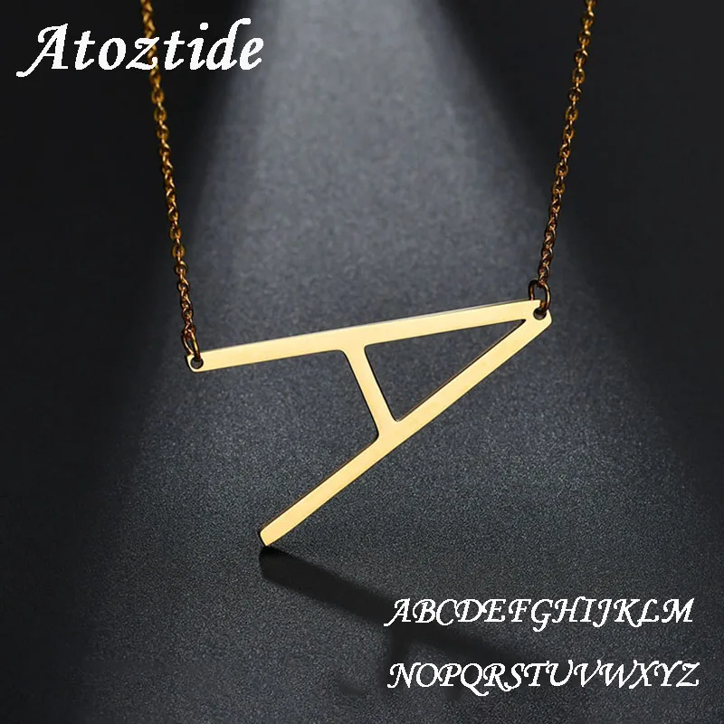 Atoztide Women Personalize A-Z 26 Alphabet Letter Necklace DIY Gold Chain Initial Name Pendant Necklace Customized Jewelry Gift Fashion Jewelry
