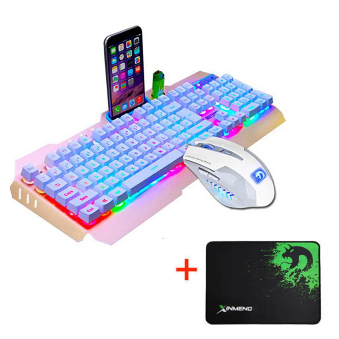 M938 Красочный светодиодный USB эргономичная игровая клавиатура с подсветкой+ комплекты Геймерской Мыши+ коврик для мыши высокое качество 2000 dpi черные комбо L0306