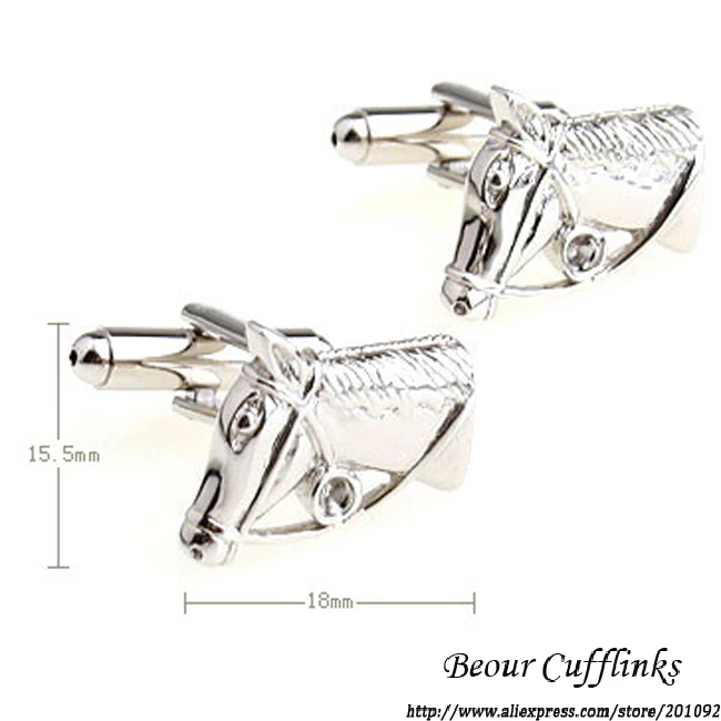 Animal Horses Cufflinks For Mens Classic Silver Brand Cufflink Shirt