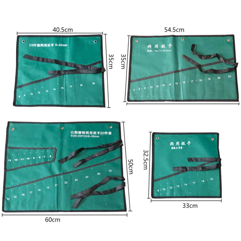 Двойной открытие кольцо комплект ключей чехол сумка для инструмента гаечный ключ, дюймовый стандарт Roll Up для хранения Органайзер, сумка, карман 8/10/14/20 шт. карманы