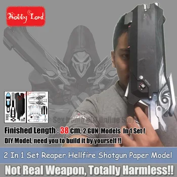

2 in 1 Set, New Reaper Hellfire shotgun 3d paper model toys diy cosplay show weapon props party gift favor for Children adult