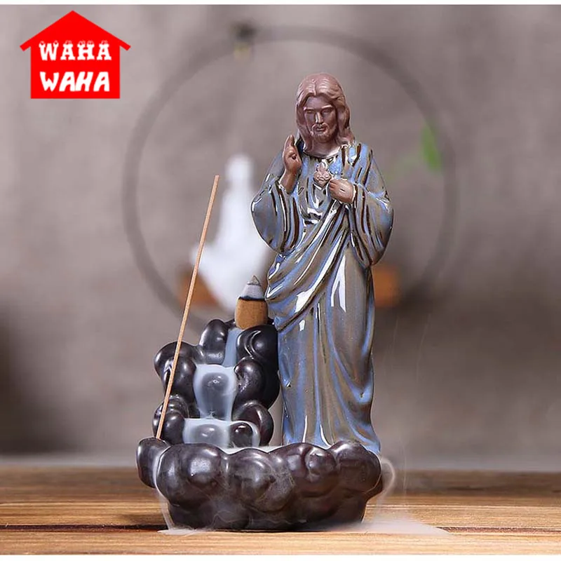 Christian Ceramic Incense Burner Backflow Censer Jesus Reversal Smoke Smoked Present Creative