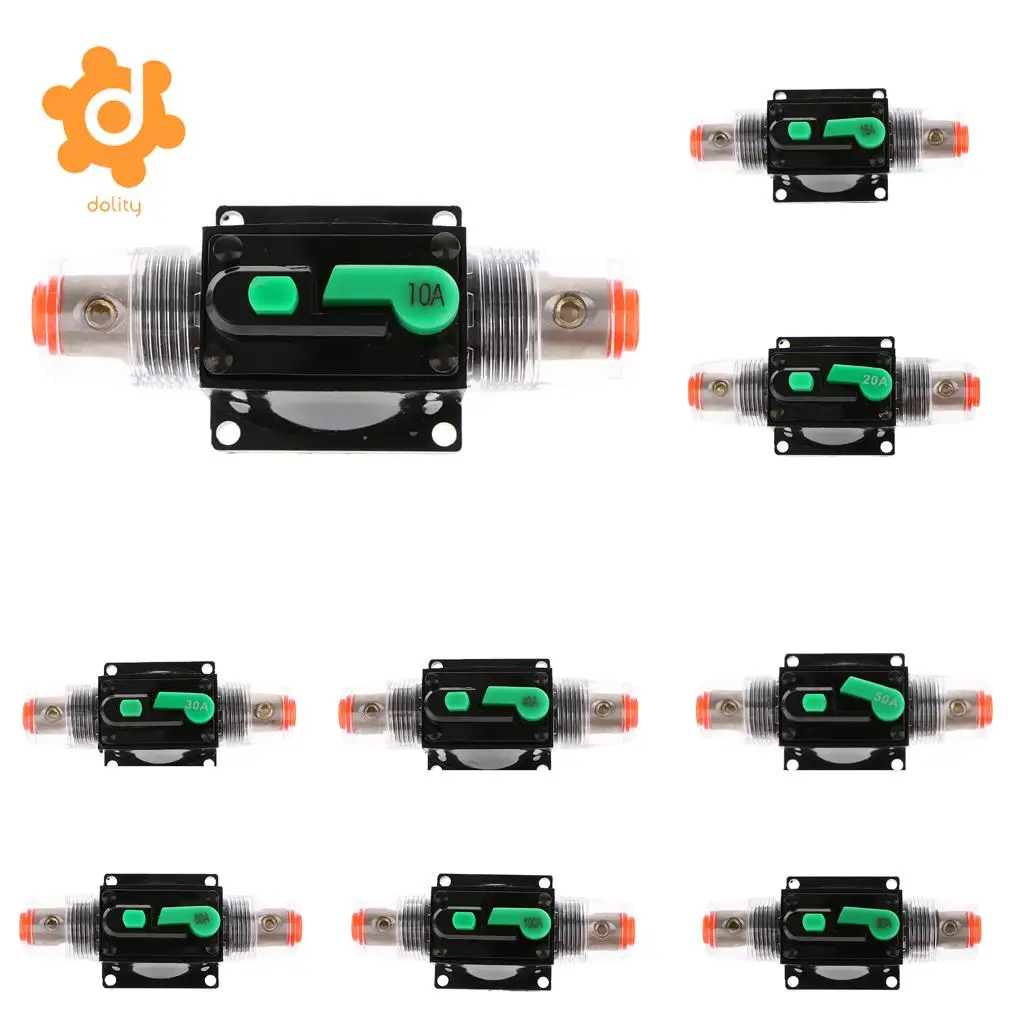 In-Line Manual Reset Circuit Breaker Car Stereo for AUDIo Fuse 12V/24V/32V 100A 80A 60A 15A 10A