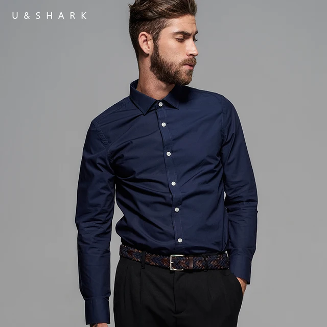 Online British Style Long Sleeve 100 Cotton Poplin Black British Style Long Sleeve 100 Cotton Poplin Black Office Shirt Slim Fit Brand Men Blouse 2016 U Shark Formal Dress Male