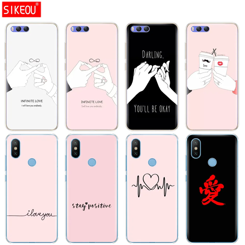 

Silicone Cover Case For Xiaomi Mi A1 A2 5 5S 5X 6 Mi5 MI6 NOTE 3 MAX Mix 2 2S darling be ok love infinite