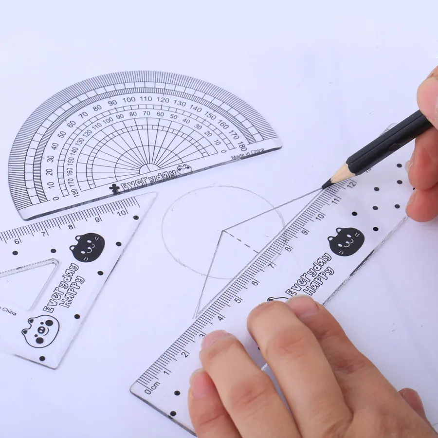 

4Pcs/Pack Students drawing Ruler Set Square Triangle Ruler Plastic Protractor four sets Office School Supplies