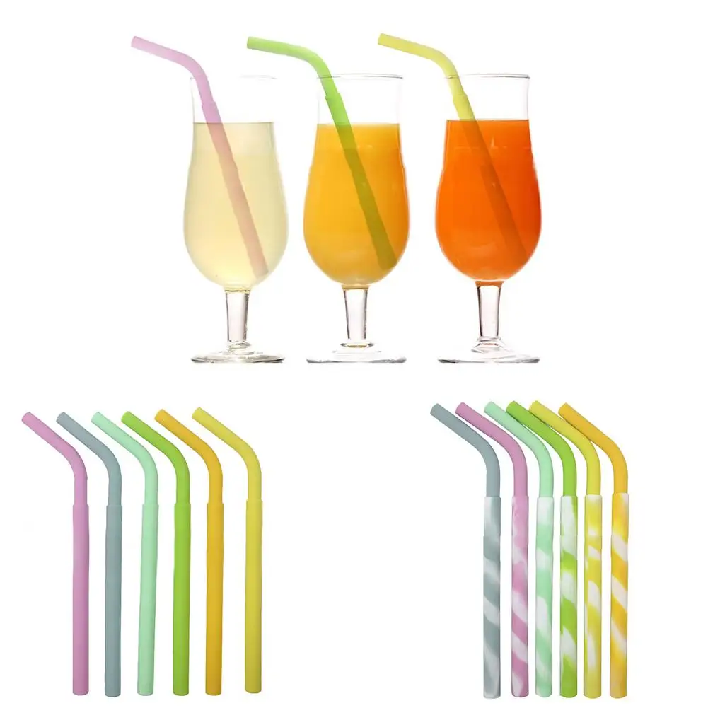 Reusable Spiral Drinking Juice Straws Set Flexible Washable Home Party