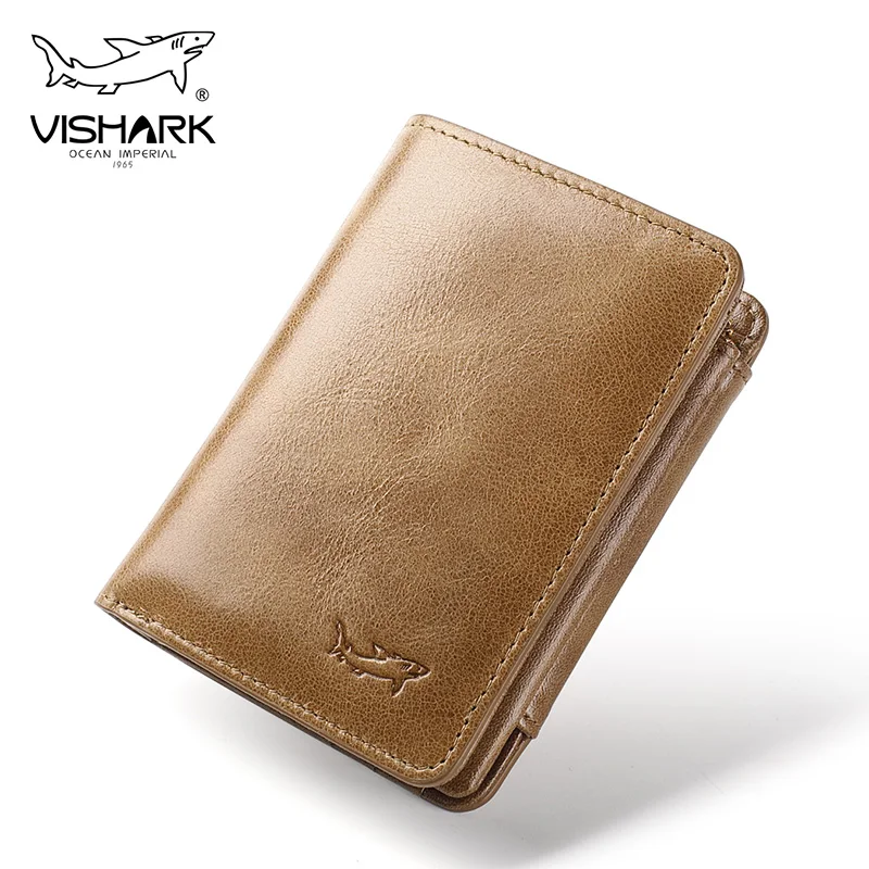 

VISHARK Man Cards & Coins & IDs Holder & Wallet Cow Leather with Large Capacity Awesome Gift for Male Friend Husband 353S002S