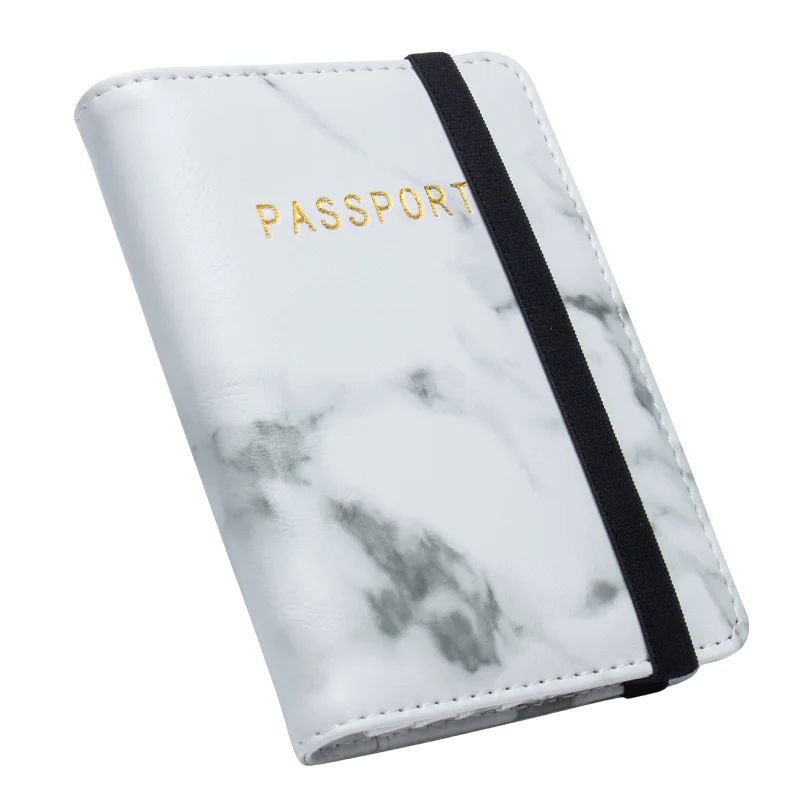 

Soft White marble pu Leather Passport Cover Travel with bandage Bag Passport Case Wallet License Credit Card Holder