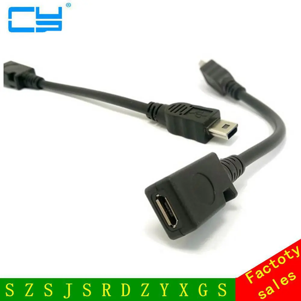 10cm micro usb Female to mini usb male 5p Extension Adapter cord