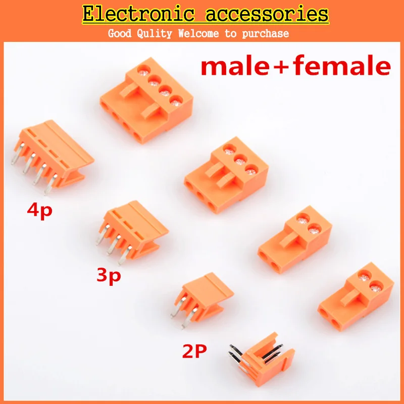 ht396 2/3/4pin Right angle Terminal plug type 3.96mm pitch connector pcb screw terminal block bend foot male+female | Обустройство