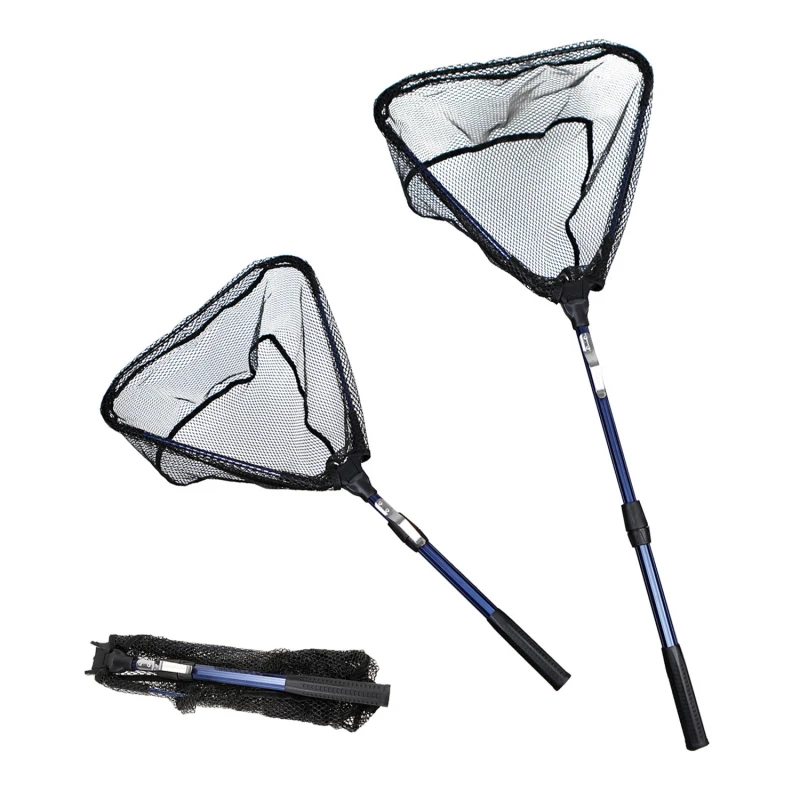 

RUNATURE Retractable Folding Fish Landing Aluminum Handle Telescoping Portable Collapsible Triangular Nylon Mesh Fly Fishing