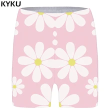 KYKU Brand Flower Shorts Women Pink Casual Short Pants Harajuku Sexy 3d Printed Gothic Ladies Shorts Womens High Waist 2018 New high waist thin flower print womens shorts