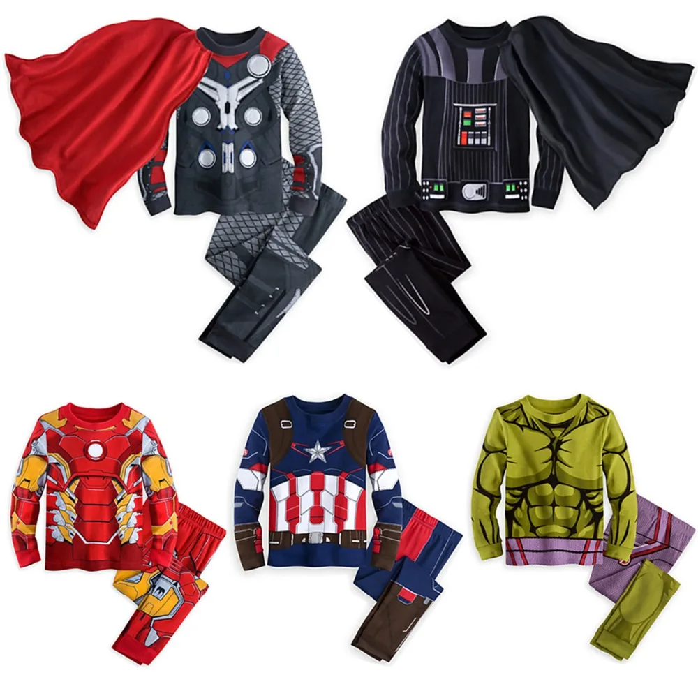 3 8Y Boys Superhero Costume Pyjamas Kids Darth Vader Hulk Iron Man